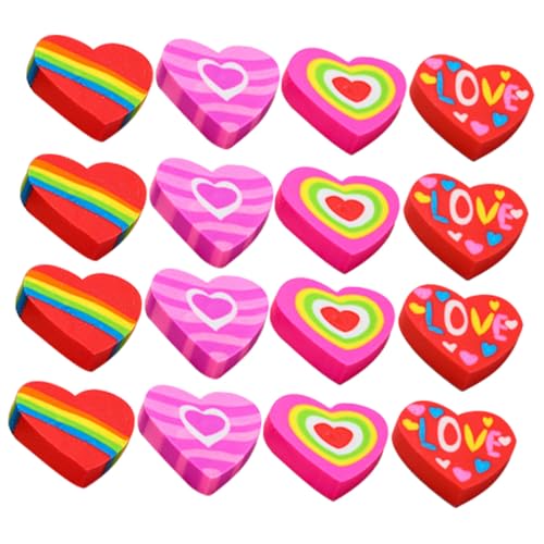 TEHAUX 48 Stück Teiliges Mini Radiergummis für Bunte Herzförmige Radiergummis Sichere und Kreative Schulmaterialien als Geschenk für Malaktivitäten Farben Mix von TEHAUX