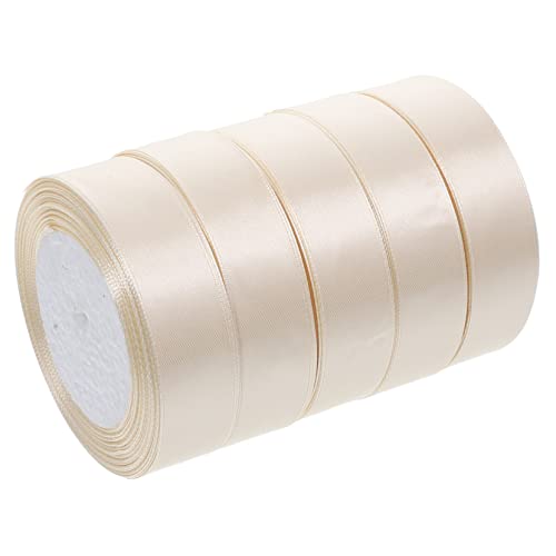 TEHAUX 5 Rollen Banddekoration seidenband ribbon birthday decorations wedding decoration wohnungsdeko für kräuseln Blumenbänder Geschenkband basteln verpackungsband Polyester Beige von TEHAUX