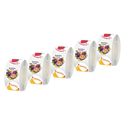 TEHAUX 5 Rollen Obst Aufkleber Selbstklebend Runde Fruchtetiketten mit Starker Haftung für Verpackung Scrapbooking Lehrer Belohnung DIY Bastelideen TEHAUX 5 Rollen Obst Aufkleber Selbstklebend Runde Fruchtetiketten mit Starker Haftung für Verpackung Scrapbooking Lehrer Belohnung DIY Bastelideen von TEHAUX