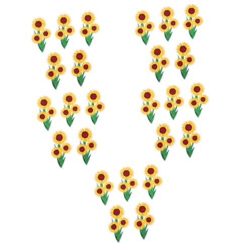 TEHAUX 5 Sätze Gestickter Stoffaufnäher Abriebfeste Kleidungsflicken Sonnenblumen-stickpatches Wohnraumdeko Bügelbild Kleiderflicken Dekorative Eisenflecken Polyesterfaden 5 Stücke * 5 von TEHAUX