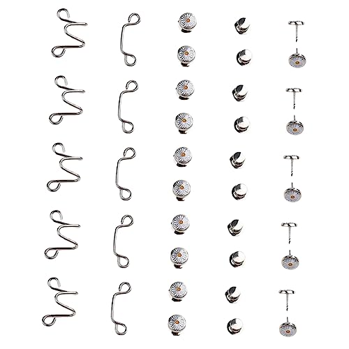 TEHAUX 5 Sets Taillenknöpfe Jeansknopf Jeansknopfverlängerungen Für Damen Nagel Taillenschnallenhaken Schnullerclips Hosenknopf Schnallenknöpfe Für Kleidung Zu Große Hosenknopf Metall von TEHAUX