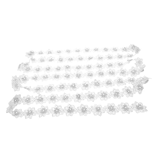 TEHAUX 5 Spitzenband nähen Schleife Blumen für Wickelband gestickte Borte hochzeitsdeko wedding decoration hochzeitsdeco vorhang Spitzenband mit Perlen Spitze zum Nähen Polyestergarn Weiß von TEHAUX