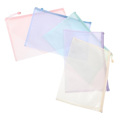 TEHAUX 5 Stück Aktentasche im Mesh-Design schminkbeutel vanity bag Notizbuchtasche Bürobedarf Aufbewahrungstasche pen pouch reißverschluss Aufbewahrungstasche für Dokumente Aktenhalter pp von TEHAUX