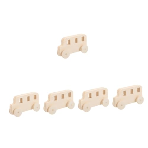 TEHAUX 5 Stück Bausatz Rad Bausätze bastelzeug für Safe Toy tischdeko esstisch Fun Toy Funny Toys Holzauto selber Bauen unfertiges Automodell DIY-Auto hölzern Beige von TEHAUX