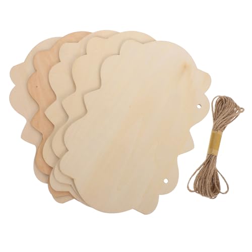 TEHAUX 5 Stück Große Holzschilder mit Juteseil Blanko Hängende Holzplaketten für DIY Bastelprojekte Unvollendete Tür Wanddekoration zum Bemalen und Gravieren von TEHAUX