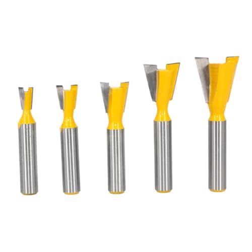 TEHAUX 5 Stück Teiliges Dovetail Router Bit mit Hitzebeständigem Hartmetall Scharfes Holzfräser-schäften für Bündiges Fräsen Geeignet für Holz MDF Sperrholz für Schreiner und von TEHAUX