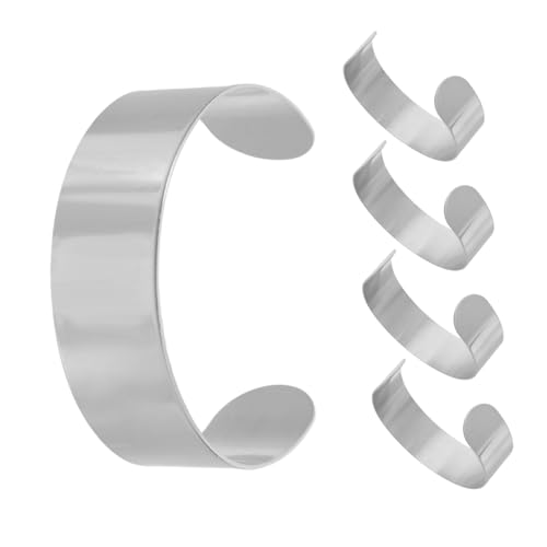 TEHAUX 5 Stück Teiliges Edelstahl-armbandrohling Selbermachen Offener Manschetten-armreif Biegsam Gravierbar Minimalistisches Schmuckzubehör für Individuelle Damenarmbänder von TEHAUX