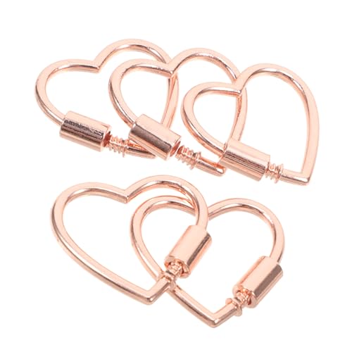 TEHAUX 5 Stück Teiliges Herzförmige Schraubverschluss Schmuckverbinder in Roségold Metall Karabiner für DIY Armband Halskette Sicherer Verschluss Charm Schlüsselanhänger Zubehör von TEHAUX