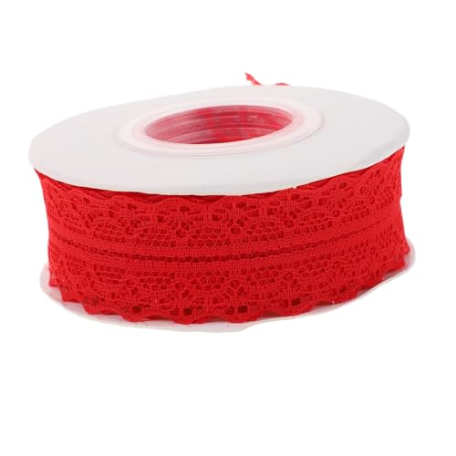 TEHAUX 5 Stück Teiliges Vintage Spitzenband in Rot Breit Muster Spitzenborte für DIY Handwerk Hochzeitsdekoration Geschenkverpackung und Blumenarrangements Nostalgischer Spitzenstoff von TEHAUX