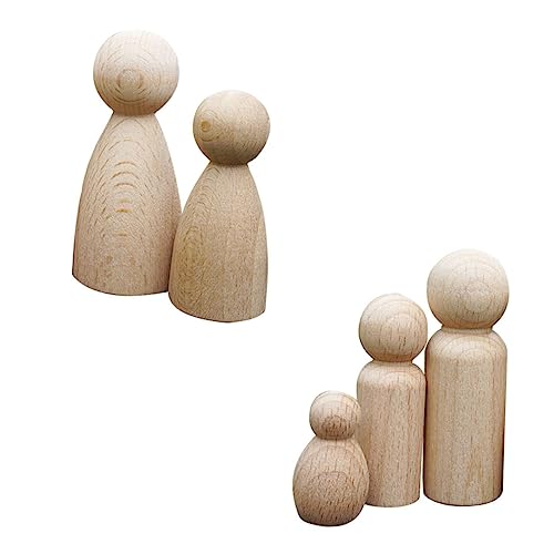 TEHAUX 5 Stück handbemalte Puppenspielzeuge Puppen bemalen DIY malerei puppe dekoration Marionette unbemalt klein bastelset bastelzeug für Puppenfigur Dolly Puppenhand Buche von TEHAUX