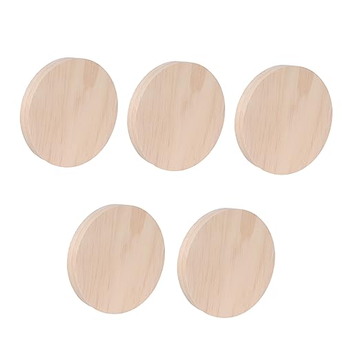 TEHAUX 5 Stück hölzerne Ornamente groß Heimdekoration Teller Wurstbrett runden holzhandwerk DIY material DIY-Material holzplatte selber machen Holzplattenmaterial rundes Holzbrett Beige von TEHAUX