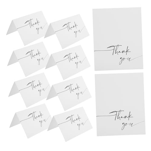 TEHAUX 50 Blatt Hochzeit Dankeskarten Klappkarten Weiß Blanko Faltdesign für Hochzeit Shower mit Goldprägung Ausdrucksstarke Persönliche Danksagung für Gäste von TEHAUX