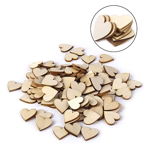 TEHAUX 50 Stück Blanko Holzscheiben für DIY Bastelarbeiten Natürliche Holzherzen zum Dekorieren und Beschriften für Scrapbooking und Signenherstellung von TEHAUX