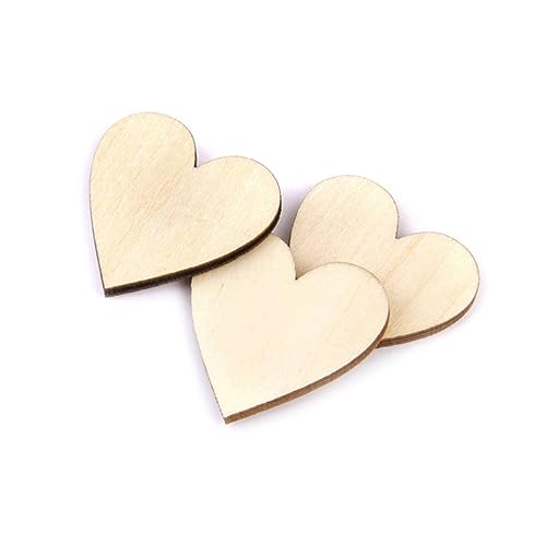 TEHAUX 50 Stück Herz Holzscheiben für DIY Bastelprojekte Unbehandelt Naturholz für Dekoration Scrapbooking und Hochzeit Deko von TEHAUX
