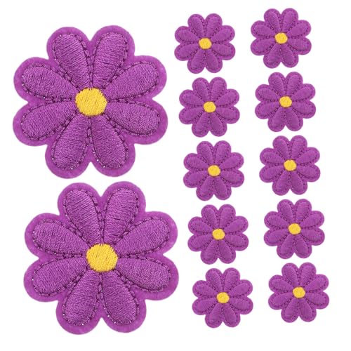 TEHAUX 50 Stück Kleine -Stoffaufkleber Gestickte Aufnäher für Bekleidungsstücke Blumenapparat für Schuhe Daisy Dress Patch dekorative Flicken für Kleidung Stickgarn Violett von TEHAUX