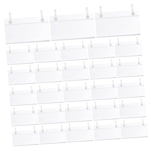 TEHAUX 50 Stück Kunststoff-etikettenhalter Transparenter Preisschildhalter mit Knopfverschluss Starker Halt für Drahtregale und Körbe im Einzelhandel und Supermarkt von TEHAUX