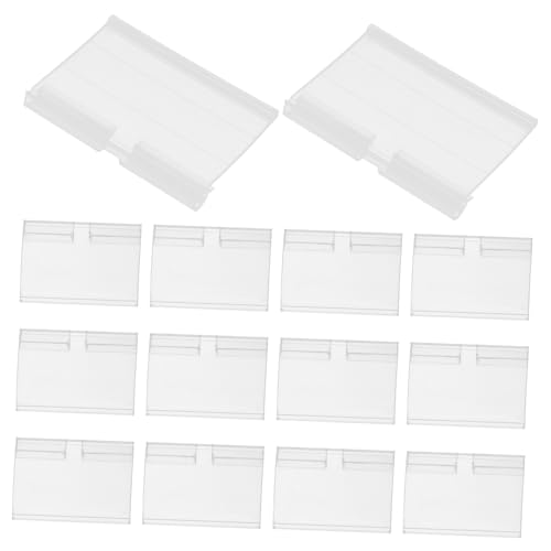 TEHAUX 50 Stück Preisschild Einzelhandel Tag -aufkleber Schilderhalter Speichern Stichworte Speicheretiketten Regal Stand Etikett Klares Zeichen Etiketten Aufkleber Inhaber Weiß Plastik von TEHAUX
