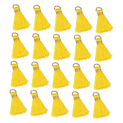TEHAUX 50 Stück Quaste Anhänger Quasten Stichworte Jumbo Beute Zubehör Reiz schmuckherstellung schmuck machen DIY-Schmuck Schlüsselanhänger acessories DIY Quaste Fan-Anhänger Rayon Yellow von TEHAUX