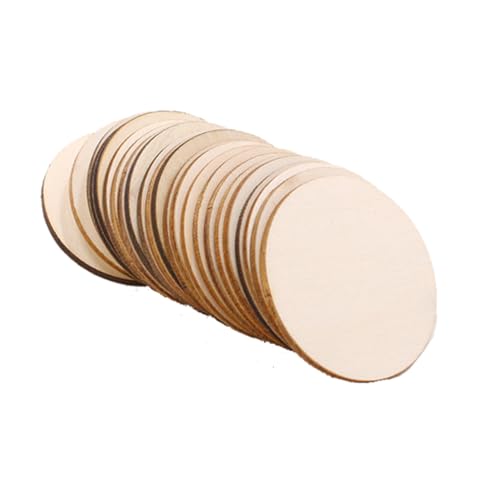 TEHAUX 50 Stück Runde Holzscheiben Ø Natürliche Holzrohlinge zum Basteln Bemalen und Dekorieren Leichte DIY Holzplättchen für Hausdeko Hochzeit Weihnachten und Kreative Handwerksprojekte von TEHAUX