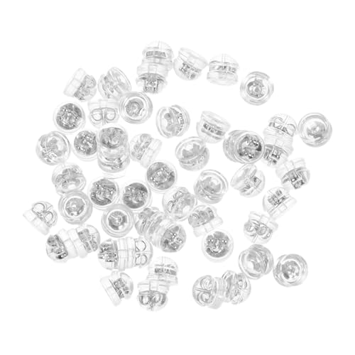 TEHAUX 50 Stück Silikon Ohrstecker Verschlüsse Silber für Dünne Stifte Weiche Druckreduzierende Ohrstecker Ersatzteile Wiederverwendbare Transparente Stopper für Ohrhänger und Tropfen von TEHAUX