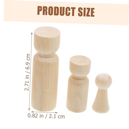 TEHAUX 50 Stück Teiliges Blank Holz Steckpuppen Unbemalt zum Bemalen DIY Holzfiguren Basteln Geschenk Wohnkultur Holzpuppen mit Glatter Oberfläche und Langlebigem Material von TEHAUX