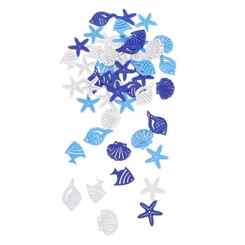 TEHAUX 50 Stück Teiliges Mediterrane Holzornamente mit Muscheln Fischen Schnecken Leichte DIY Basteldekoration für Kindergarten Wandkunst Natürliche Meeresmotive für Kreative Meeresthemen von TEHAUX