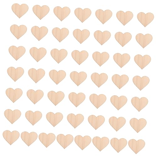 TEHAUX 50Stücke Herzförmige Holzspäne DIY Malmaterial Für Große Holzscheiben Zum Bemalen Und Gestalten Für Kunstprojekte Und Dekoideen von TEHAUX