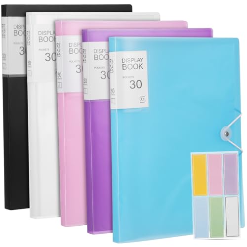TEHAUX 5Stücke Präsentationsordner mit Transparenten Kunststoffhüllen Robuste Dokumentenmappe für Vielseitige Nutzung Einfaches Einlegen von Unterlagen Minimalistisch und Ästhetisch von TEHAUX