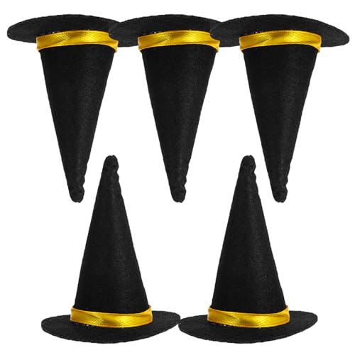TEHAUX 6 Mini-Hexenhüte Aus Filz Schwarze Halloween-Weinflaschen-Dekoration Bastelzubehör 7 9 X 8 4 Cm von TEHAUX