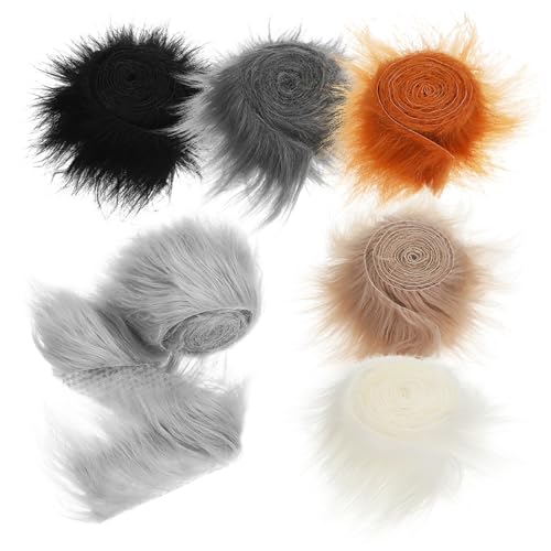 TEHAUX 6 Rollen Kunstfellband Faux Fur Dekoband für DIY Basteln und Heimdekoration Weiche Realistische Fellstreifen in Farben Vielseitige Fellstoffstreifen für Kreative Bastelprojekte von TEHAUX