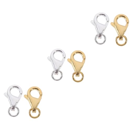 TEHAUX 6 Sets Karabinerverschluss Sterling Silber DIY Halskettenclips Halskettenverbinder Schwarze Armbänder Herstellung Karabinerhalskettenverschlüsse Gold Der Karabiner Handgemachte von TEHAUX