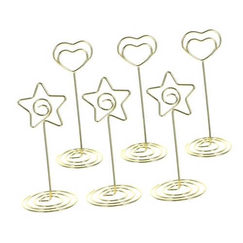 TEHAUX 6 Stück Bildhalter Tischkarten Hochzeit Inhaber der Tischnummer Ort Gruß kartenclip karten clip Kartenhalter platzieren Tischnummernhalter für die Hochzeit Zinklegierung Golden von TEHAUX