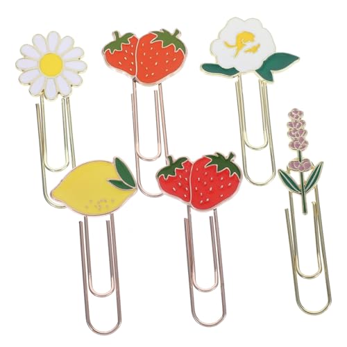 TEHAUX 6 Stück Dekorative Büroklammern Obst und Blumenformen Praktische und Stilvolle Heftmittel für Schule Büro und Zuhause von TEHAUX