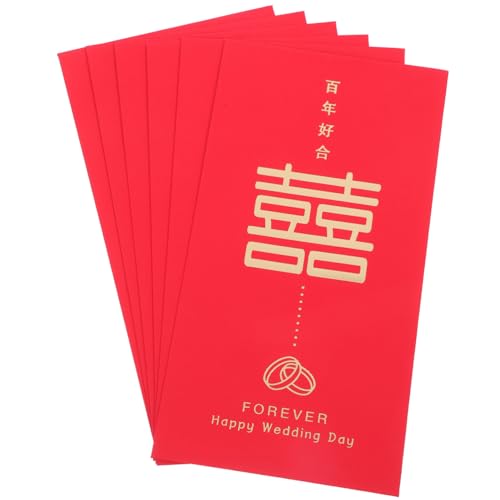 TEHAUX 6 Stück Happy Red Envelope -Tasche Ring laufen falten gefälscht fünf briefumschläge rotes Paket rote Umschläge zur Hochzeit Parteigeldtasche Hochzeitsbedarf Papier von TEHAUX