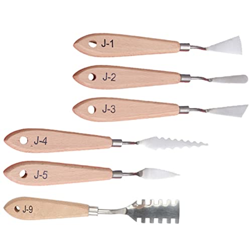 TEHAUX 6 Stück Ölgemälde Spachtel Teilig Professionelle Malmesser für Ölmalerei Ergonomischer Griff zum von Farben Vielseitig Einsetzbar für Kunst und Dekoration von TEHAUX