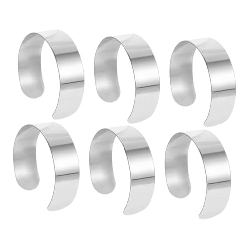 TEHAUX 6 Stück Offene Edelstahl Manschetten-armbänder Rostfrei Verstellbar Glatt Poliert Damen Schmuckrohlinge für DIY Gravur und Schmuckherstellung von TEHAUX