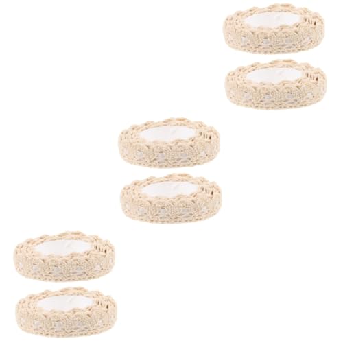 TEHAUX 6 Stück Spitzenband Masking Spitzenband Spitzenbesatz Band Basteln Scrapbooking Klebeband Deko Fotoalbum Scrapbook Dekoration Weiß Klebeband Beige von TEHAUX
