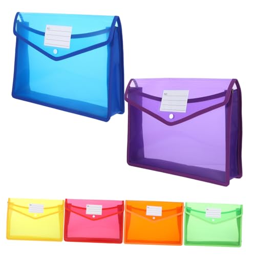 TEHAUX 6 Stück Teiliges Kunststoff Ordner mit Druckknopf Verschluss Transparente Wasserdichte und Wiederverwendbare Datei Organizer für Büro Schule und Zuhause Bunten Farben von TEHAUX