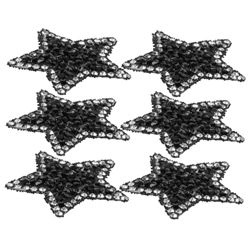 TEHAUX 6 Stück Teiliges Sternförmige Bling Applikationen zum Aufbügeln für Kleidung Taschen und DIY Dekoration Selbstklebend zur Reparatur von Jeans und Schuhen von TEHAUX