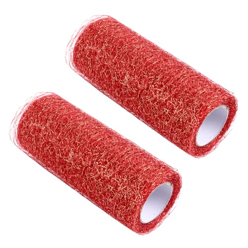 TEHAUX 6 Stück Unordentliche Netzrolle Party Dekoration Dekoratives Netzband DIY Netzband Gazeband Polyester Rot von TEHAUX