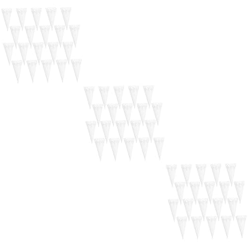 TEHAUX 60 Stk Papierbrunnen Papierkegel Kegel aus Blumenpapier Eisblumenhalter Halter für Konfettikegel hochzeitsdeko Konfetti-Halter für die Hochzeit konfetti blütenblatt kegel hohl Weiß von TEHAUX