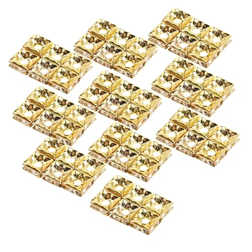 TEHAUX 60 Stück Bling Spacer Perlen Goldene Würfel Schmuckperlen für DIY Armband Halskette Ohrringe Schlüsselanhänger Basteln Zubehör Langlebig Leicht Glänzend von TEHAUX