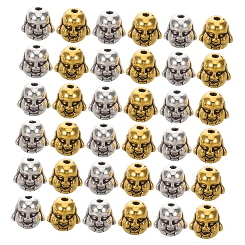TEHAUX 60 Stück Buddha Kopf Spacer Perlen Vintage Tibetisch Schmuckzubehör Ethnische Mala Armband Zwischenperlen für Meditation Basteln TEHAUX 60 Stück Buddha Kopf Spacer Perlen Vintage Tibetisch Schmuckzubehör Ethnische Mala Armband Zwischenperlen für Meditation Basteln von TEHAUX