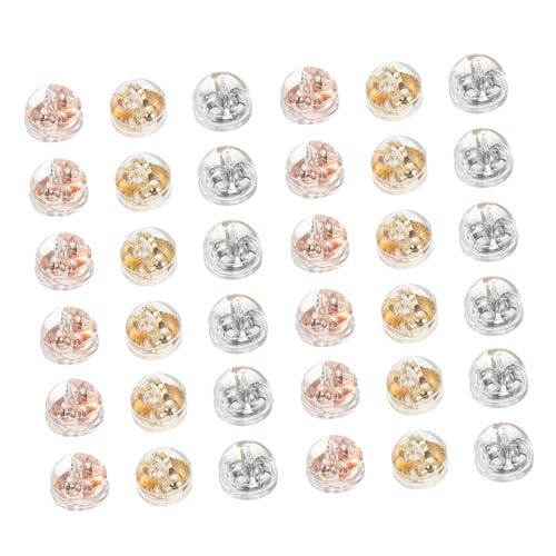 TEHAUX 60 Stück Silikon Ohrstecker Verschlüsse Weiche Ohrstopper Komfortabel Sicherer Halt Ersatz für Ohrstecker Loch Hautfreundlich Verlust in Gold Roségold Weißgold von TEHAUX