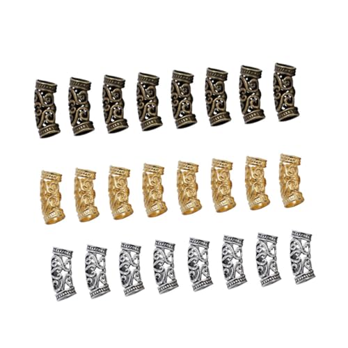 TEHAUX 60Stücke Vintage Dekoration Hohlrohr Spacer Perlen im Holzmaserungsdesign für DIY Schmuckherstellung für Armbänder und Dreadlocks Zubehör Legierung Charms Mixed Style von TEHAUX