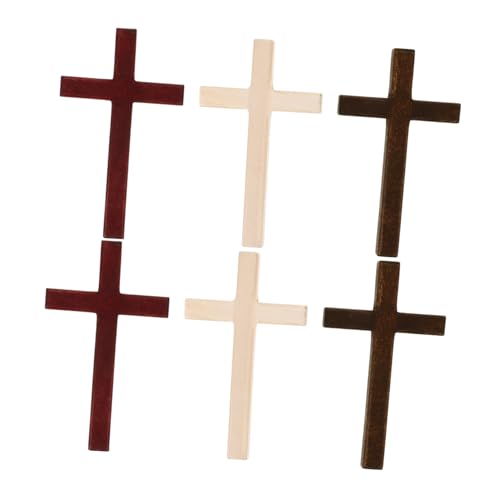 TEHAUX 6Stücke Teiliges Holz Ornament Handgefertigte Religiöse Kreuzdekoration für Themenpartys Holzfarbe und Weinrot für Hochzeiten Ostern und Religiöse Feiern TEHAUX 6Stücke Teiliges Holz Ornament Handgefertigte Religiöse Kreuzdekoration für Themenpartys Holzfarbe und Weinrot für Hochzeiten Ostern und Religiöse Feiern von TEHAUX