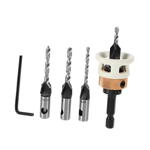 TEHAUX 6pcs Einstellbare Tiefe Countersink Bohrbohrer Set Holzbearbeitung Tischlery -werkzeuge Bits Für Genaue Versteckte Schraubenbohrungen Eingestellt TEHAUX 6pcs Einstellbare Tiefe Countersink Bohrbohrer Set Holzbearbeitung Tischlery -werkzeuge Bits Für Genaue Versteckte Schraubenbohrungen Eingestellt von TEHAUX