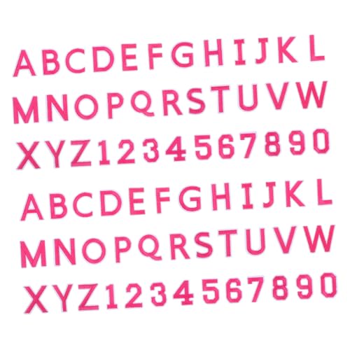 TEHAUX 72 Stück Alphanumeric Patch Patch Alphabet-Nähflicken aufgestickte Zahlen aufbügeln Stickerei Applikation Polyester Rosig von TEHAUX