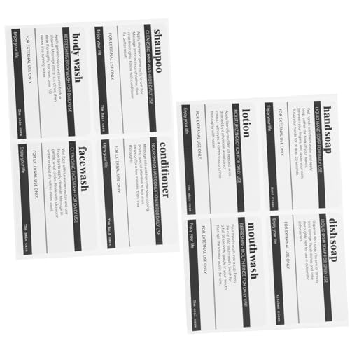 TEHAUX 8 Blatt Badezimmer Etiketten Klebeetiketten für Hautpflegeprodukte Selbstklebende Labels zur Einfachen Organisation von Shampoo Duschgel Lotionen Wasserfest Langlebig von TEHAUX