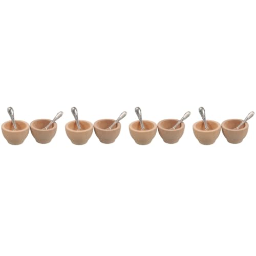 TEHAUX 8 Sätze Mini-hausutensilien Löffel Schüssel Klein Für Essen Puppe Zubehör Essensdekor Miniaturutensilien Mini - Miniaturen Miniatur -stütze Beige Metall von TEHAUX